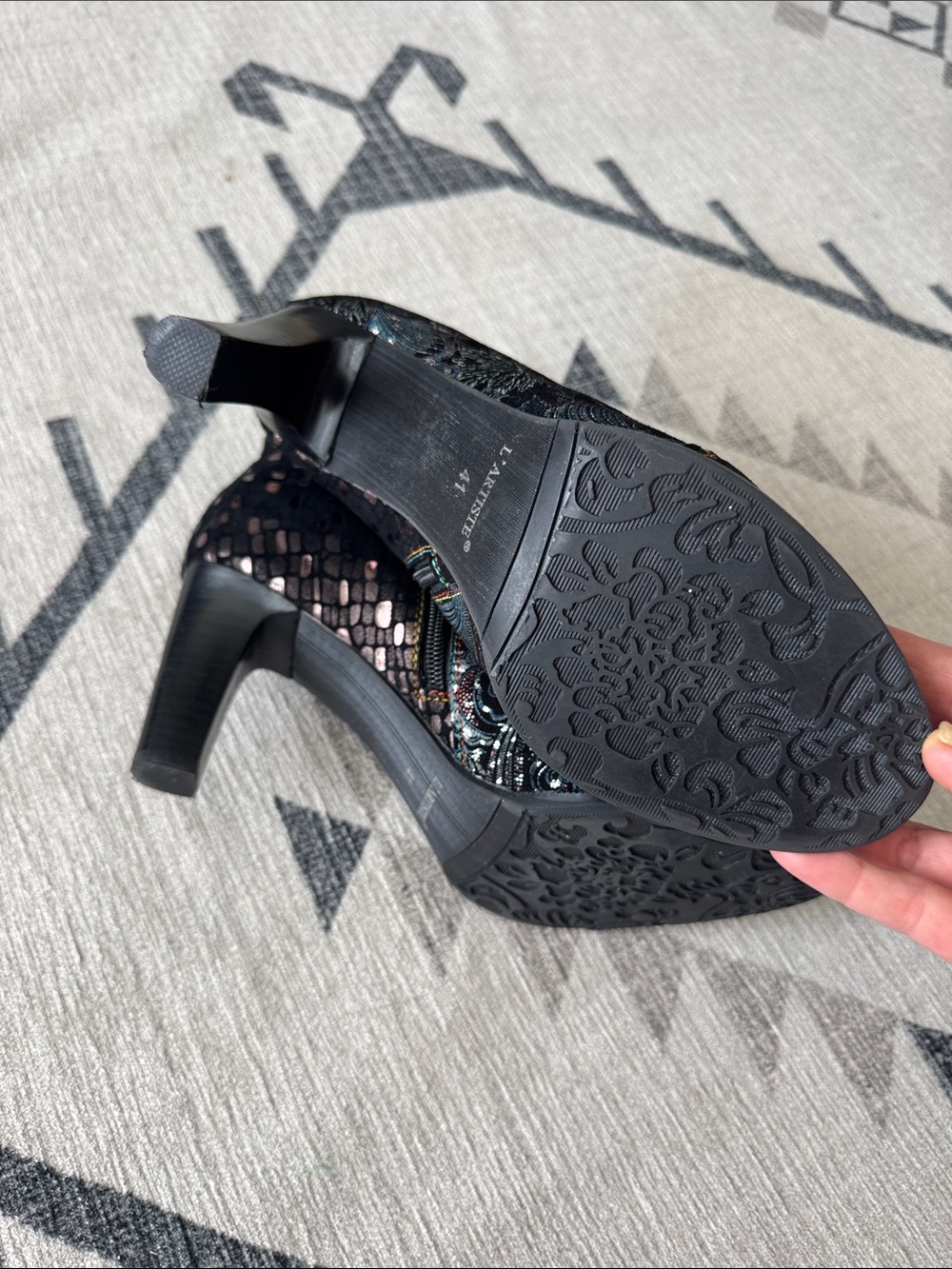 L’Artiste by Spring Step Glitterail Metallic Floral Ankle Boots EU 41 US 9.5-10 - Picture 8 of 16